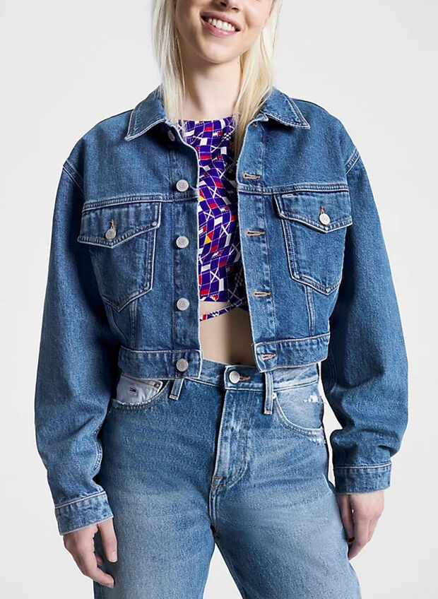 GIACCA JEANS CROP, 1A5 DENIM, large