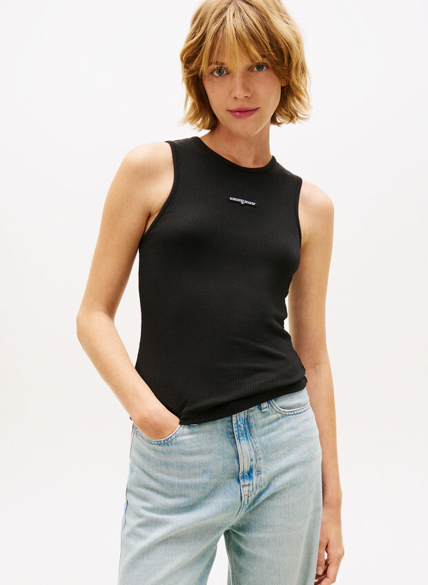 CANOTTA LYCRA LABEL, BDS BLK, large