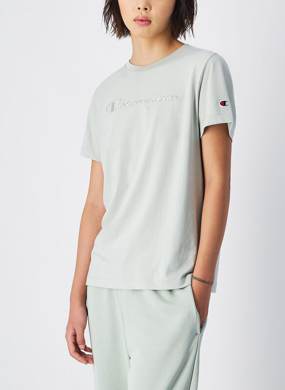 T-SHIRT IN JERSEY CON LOGO TONO SU TONO, GS129 SALVIA, medium