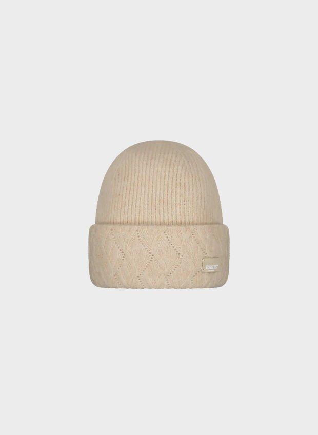 CAPPELLO IN MAGLIA SUNNYBIRD CON RISVOLTO, 0007 BEIGE, large