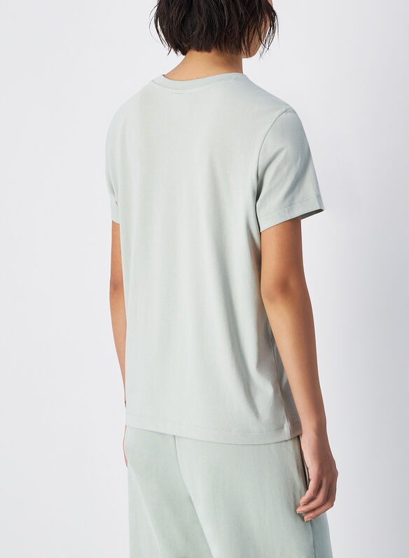 T-SHIRT IN JERSEY CON LOGO TONO SU TONO, GS129 SALVIA, medium