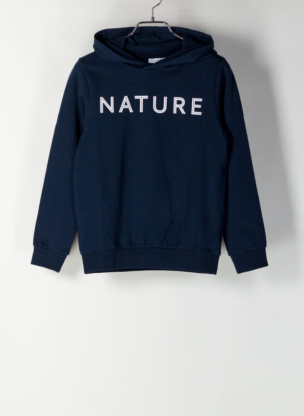 FELPA CON CAPPUCCIO E STAMPA, , large