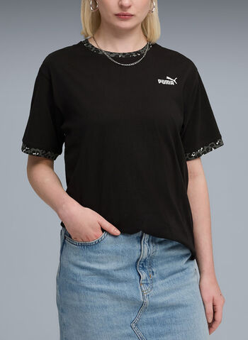 T-SHIRT CON STAMPA ANIMALIER ESSENTIALS, 01 BLK, small