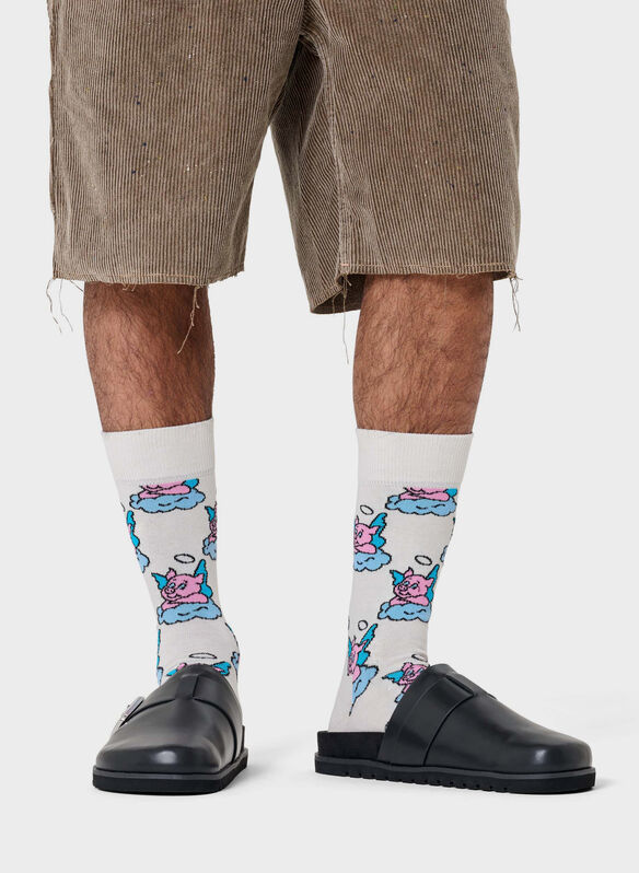 CALZA GOOD PIG UNISEX, WHITE, medium