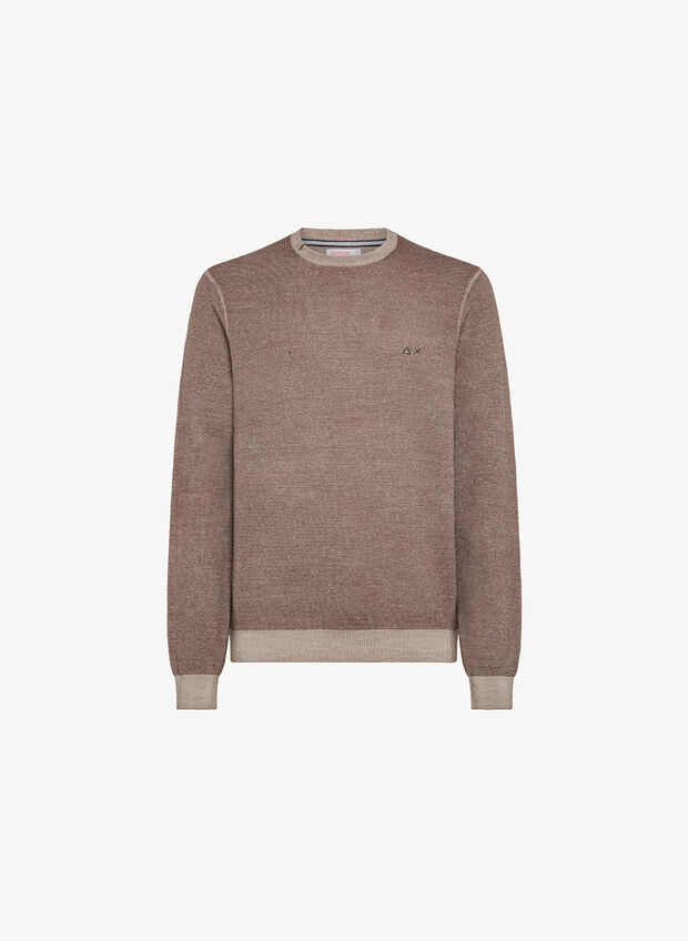 MAGLIONE GIRO CHICCO DI RISO, 77 DARK BEIGE, large