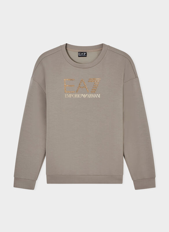 FELPA LOGO STRASS, U6225 BEIGE, medium