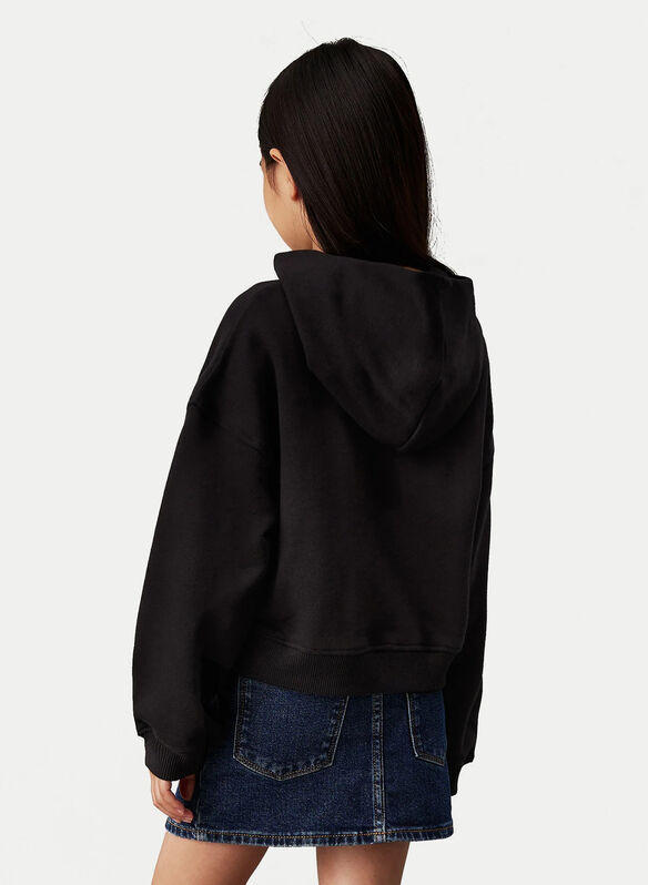 FELPA HOODIE CON LOGO RAGAZZA, BEH BLK, medium