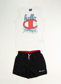 COMPLETINO SMANICATA +SHORTS BACK TO THE BEACH RAGAZZO, WW001 WHTBLK, thumb