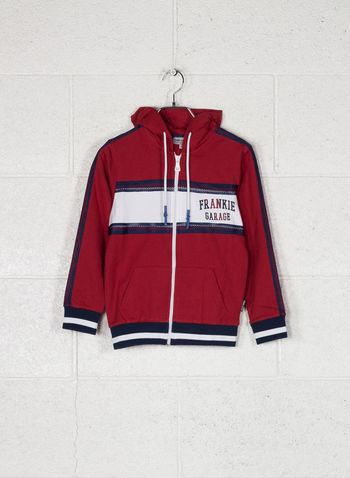 FELPA FULL ZIP INSERTO MESH RAGAZZO, ROSSO, small