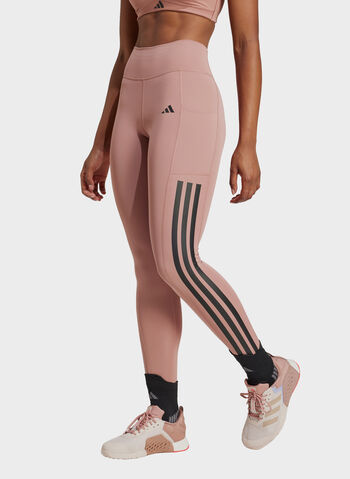 LEGGINGS OPTIME 3-STRIPES, ROSE, small