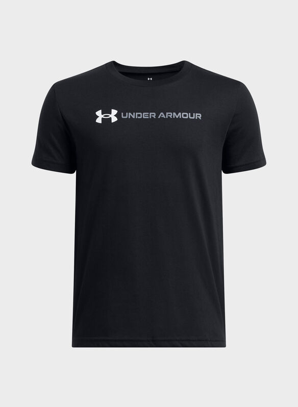 MAGLIA A MANICHE CORTE LOGO WORDMARK  RAGAZZO, 0001 BLK, medium