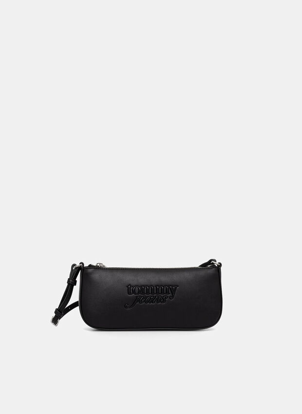 BORSA A SPALLA ESSENTIAL CON LOGO, BDS BLK, large