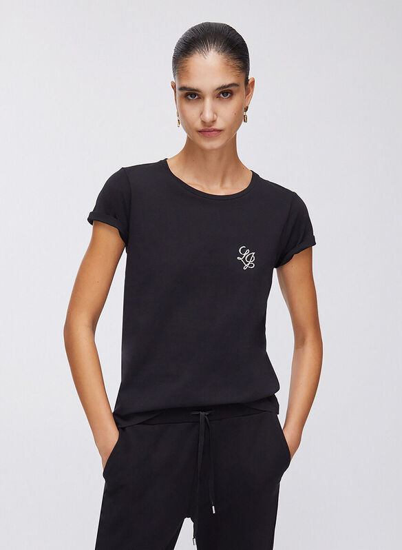 T-SHIRT CON STRASS, S9149 BLK, medium