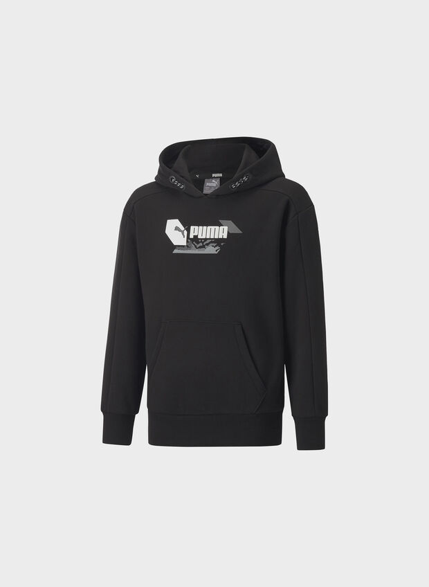 FELPA ALPHA CON CAPPUCCIO RAGAZZO, 01 BLK, large