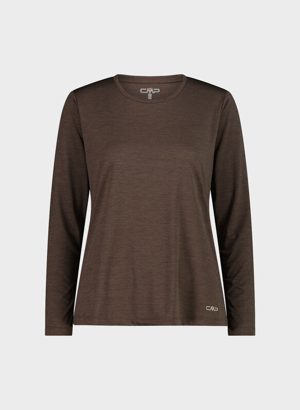 MAGLIA A MANICA LUNGA IN JERSEY, Q957 TOFFEE, medium