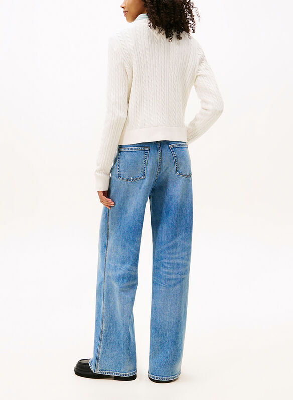 MAGLIONE IN MAGLIA INTRECCIATA, YBH PANNA, medium