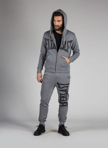 GIACCA CON ZIP E CAPPUCCIO IN FELPA, M008GREY, small