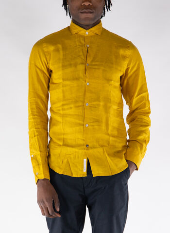 CAMICIA A MANICHE LUNGHE IN LINO, 0973 OLIO, small