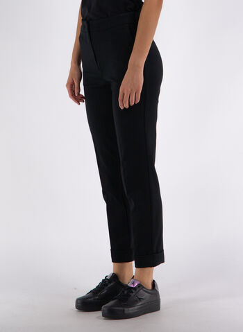 PANTALONE SLIM CHINO IN PUNTO MILANO, 053 BLK, small