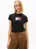 T-SHIRT CON BANDIERINA ONDULATA, BDS BLK, thumb