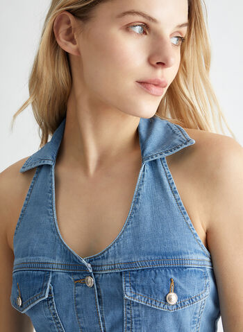 ABITO MIDI IN DENIM CON BOTTONI, 78722 STONE, small