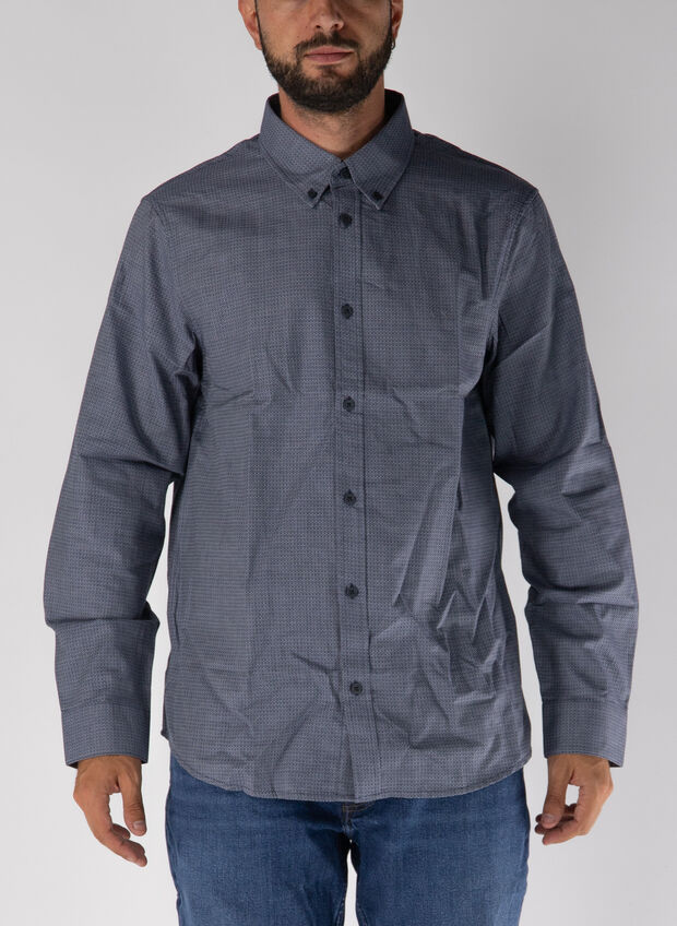 CAMICIA CON COLLETTO BUTTON DOWN CON MOTIVO A QUADRI, FB010 BLUE FRANCY, large