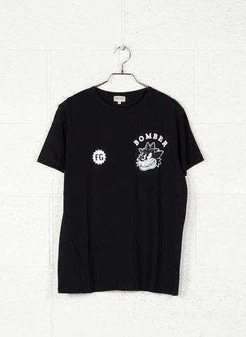 T-SHIRT STAMPA BOMBER POSTERIORE, NERO, small