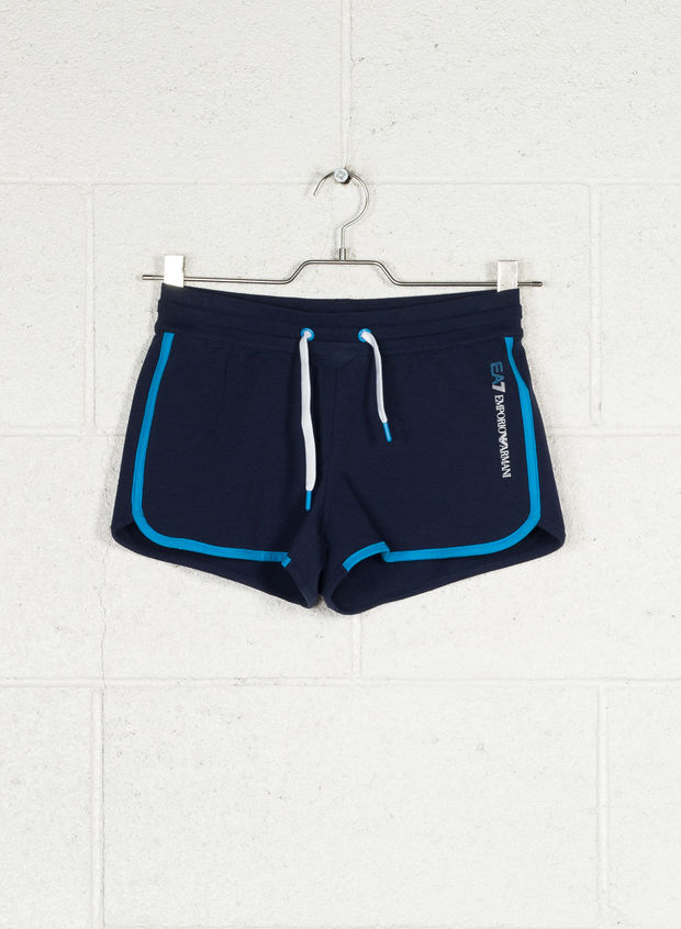 EA7 SHORT IN COTONE STRETCH CON PROFILI A CONTRASTO Azzurro, Blu Donna |  Sport85
