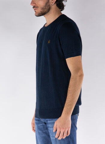 MAGLIONE MANICHE CORTE SEA MISTO LINO, , small