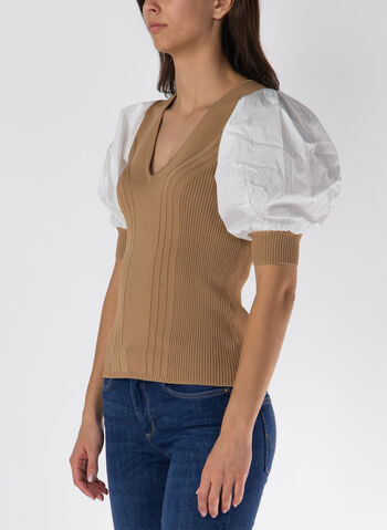 MAGLIONE CON SCOLLO A V, C3547 CAMMELLOWHT, small