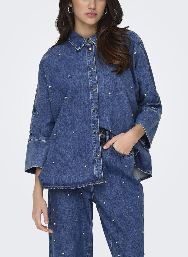CAMICIA GRACE PIETRE, MEDIUM BLUE DENIM, large