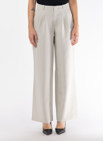 PANTALONE DRITTO IN CR&Ecirc;PE PLISSETTATO, PD7 PANNA, small