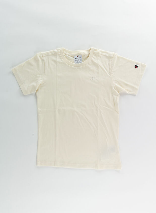 T-SHIRT MICRO LOGO RAGAZZO, YS141 PANNA, large