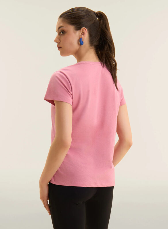 T-SHIRT CON LOGO GLITTER, P47 FRAGOLA, medium