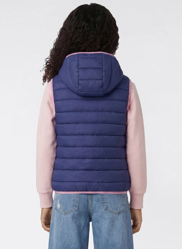 GILET IMBOTTITO CON CAPPUCCIO BAMBINO, BS013 NVYPINK, medium