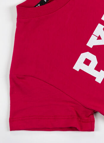 T-SHIRT LOGO GLITTER BAMBINA, 044FUXIA, small