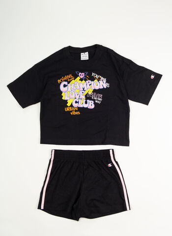 COMPLETO T-SHIRT + SHORT SUMMER GRAFFITI RAGAZZA, KK001 BLK, small