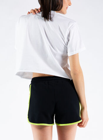 T-SHIRT CROP STAMPA ORSETTO, BIANCO, small