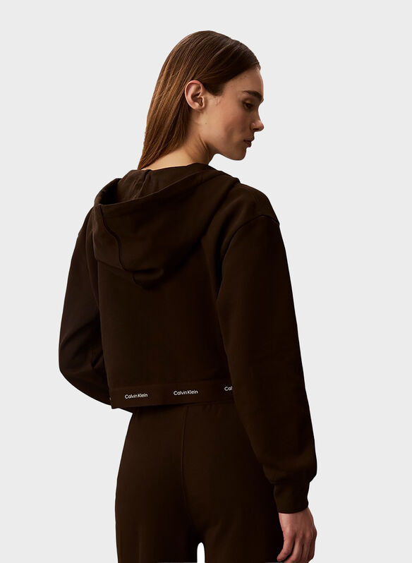 FELPA FULL ZIP LOGO CROP, TO2 CIOCCOLATO, medium