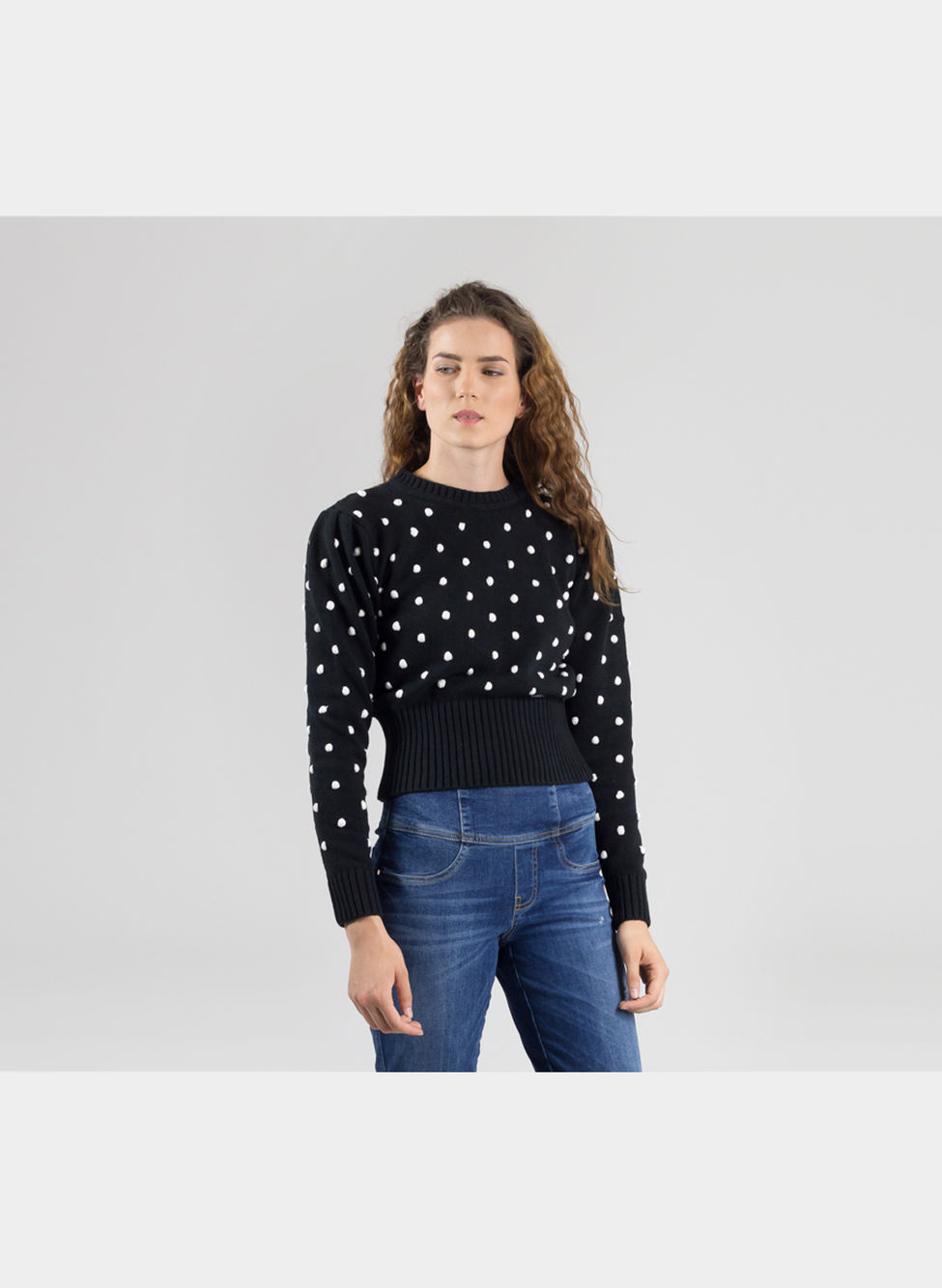 MAGLIONE A POIS - BL.11 - ART. VEM. BLPOIS - COL. NERO