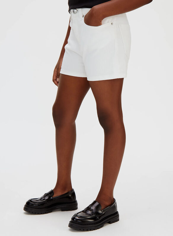 SHORT DENIM RELAX VITA ALTA RAGAZZA, YAF WHT, medium