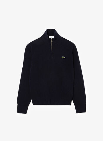 MAGLIONE INTERLOCK HALF ZIP CON LOGO, 166 NVY, small