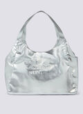 BORSA SHOPPER LAMINATA CON LOGO, 186LA SILVER, thumb