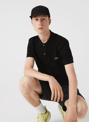 POLO TAGLIO SLIM IN PETIT PIQUE, 031 BLK, small
