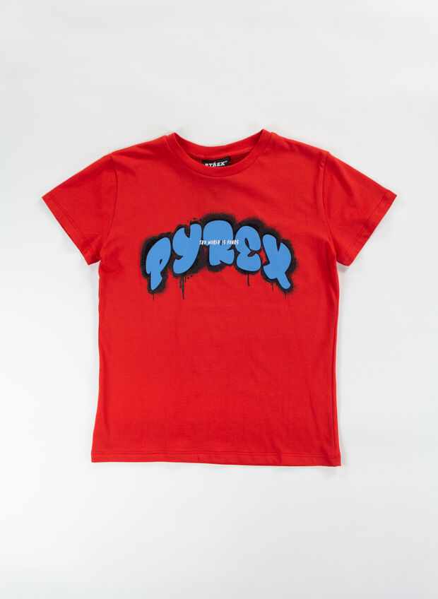 T-SHIRT CON LOGO RAGAZZO, 040 RED, large
