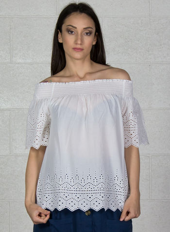 BLUSA CON PIZZO SANGALLO, WHT, small