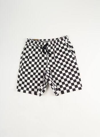 SHORTS ELASTIC RANGE CHECK RAGAZZO, BLKWHT, small