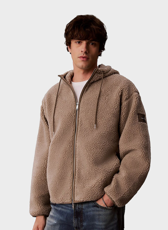 GIACCA SHERPA FULL ZIP, HMT FANGO, medium