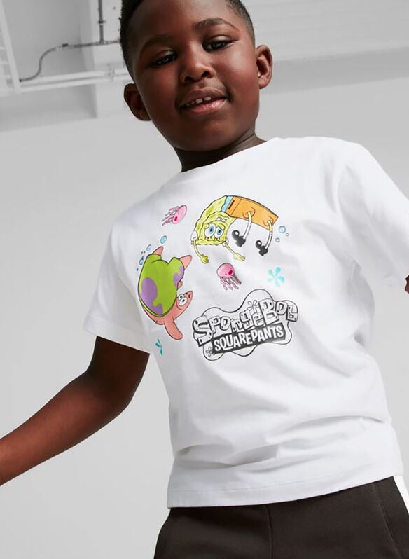 T-SHIRT SPONGEBOB BAMBINO, 02 WHT, medium