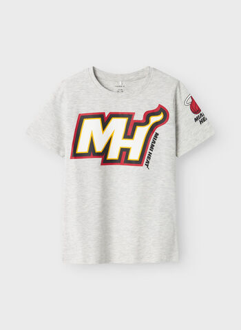 T-SHIRT MIAMI HEAT NBA RAGAZZO, LIGHT GREY MELANGE, small